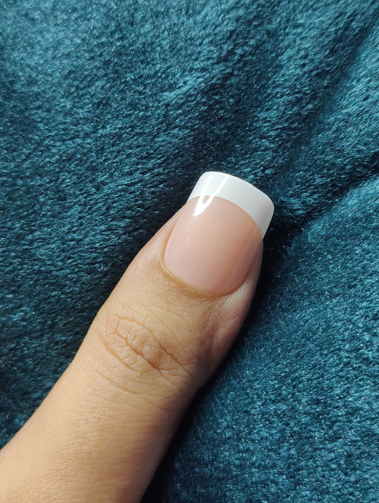 French Nails- Classic Medium Pink (Short Square)